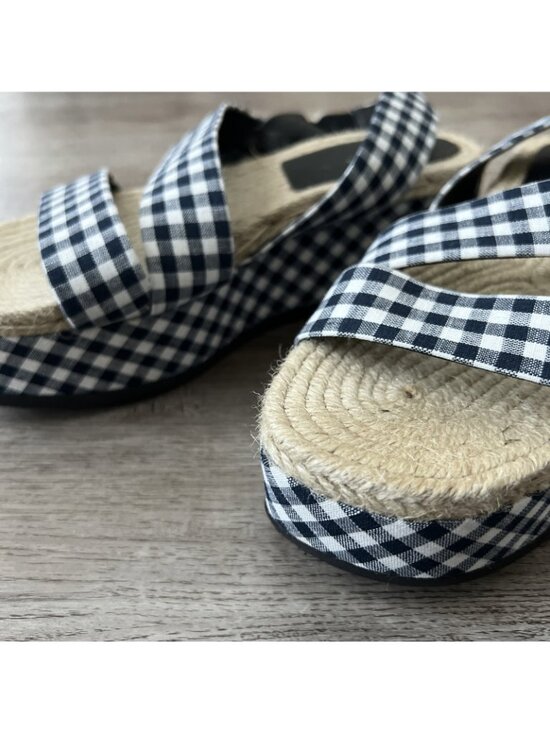 Rag & Bone Megan Gingham Canvas Platform Sandal Navy White Womens 6.5 EU 37 New - Picture 5 of 15